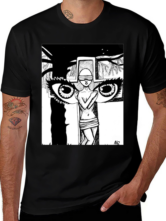 Unique Graphic Print Black T-Shirt
