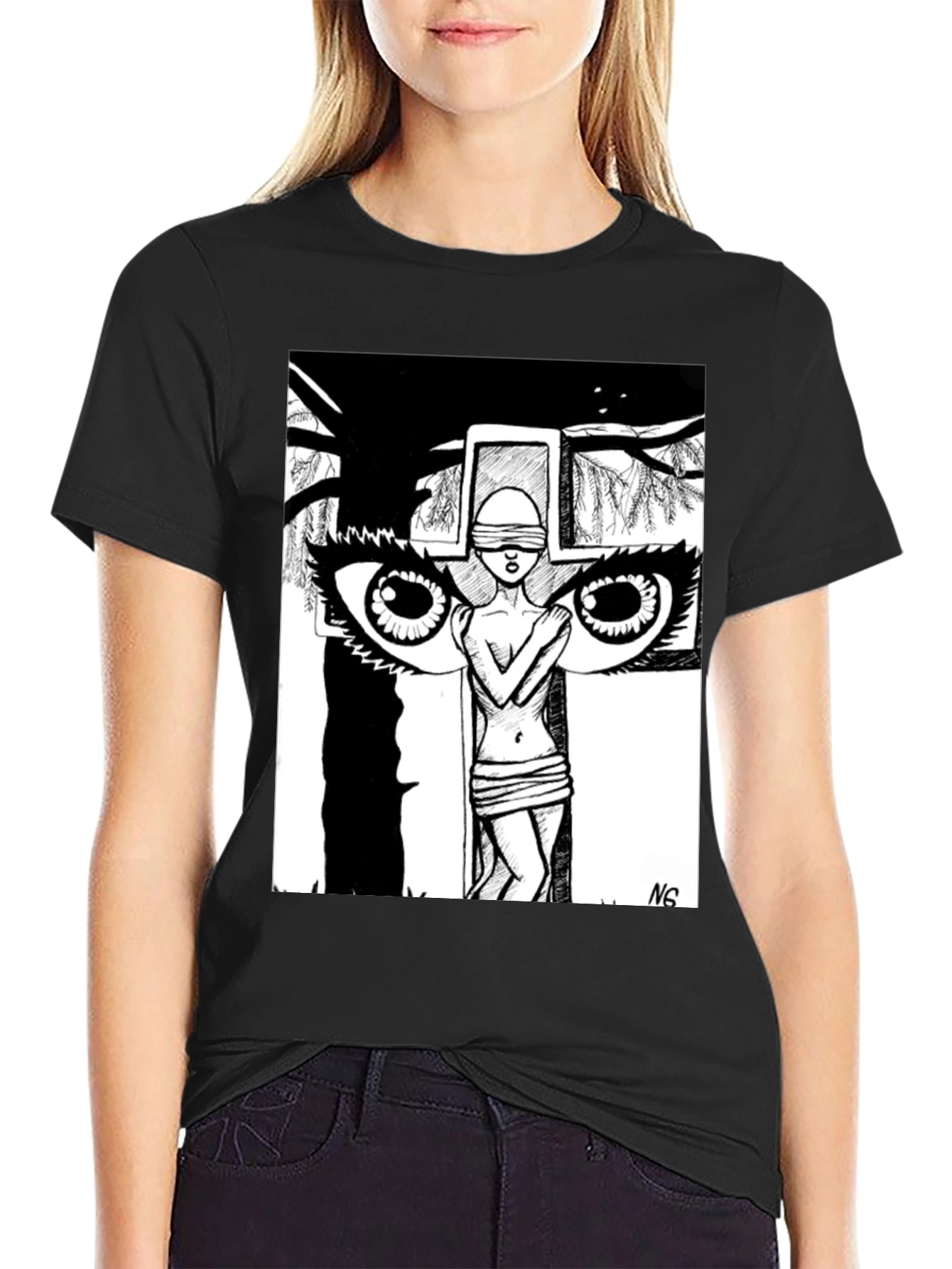 Unique Graphic Print Black T-Shirt