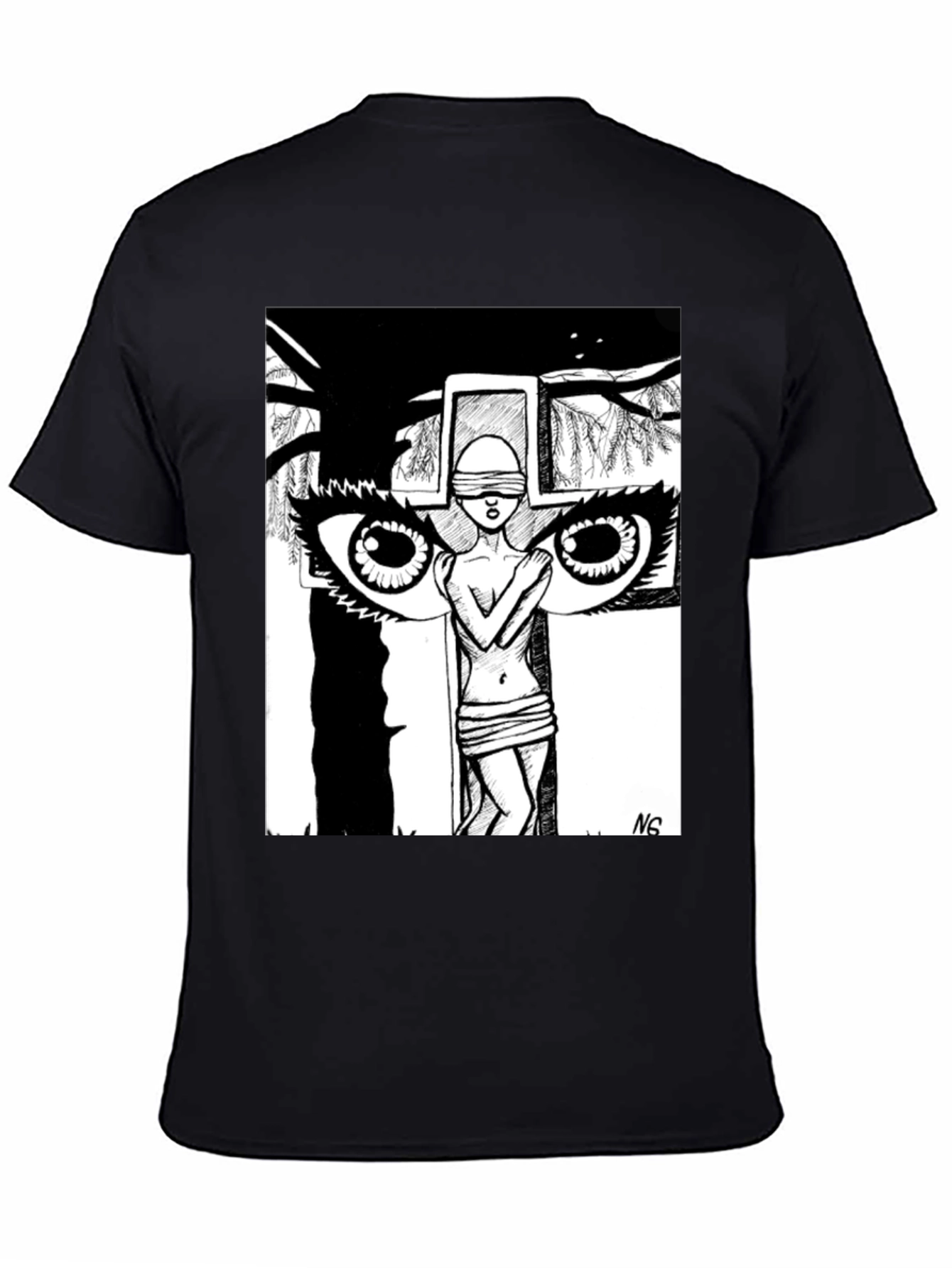 Unique Graphic Print Black T-Shirt