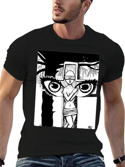 Unique Graphic Print Black T-Shirt