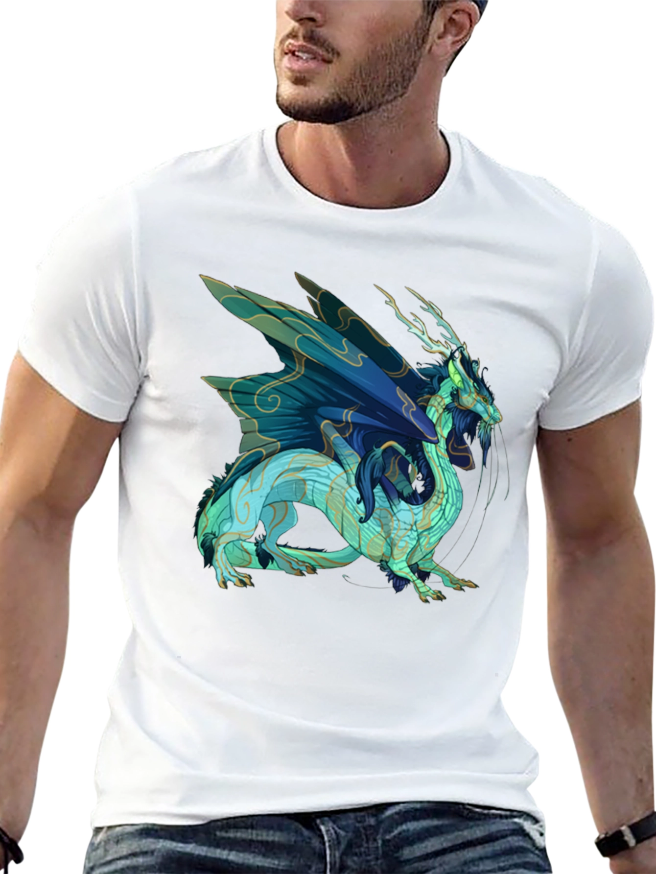 Black T-Shirt with Dragon Graphic