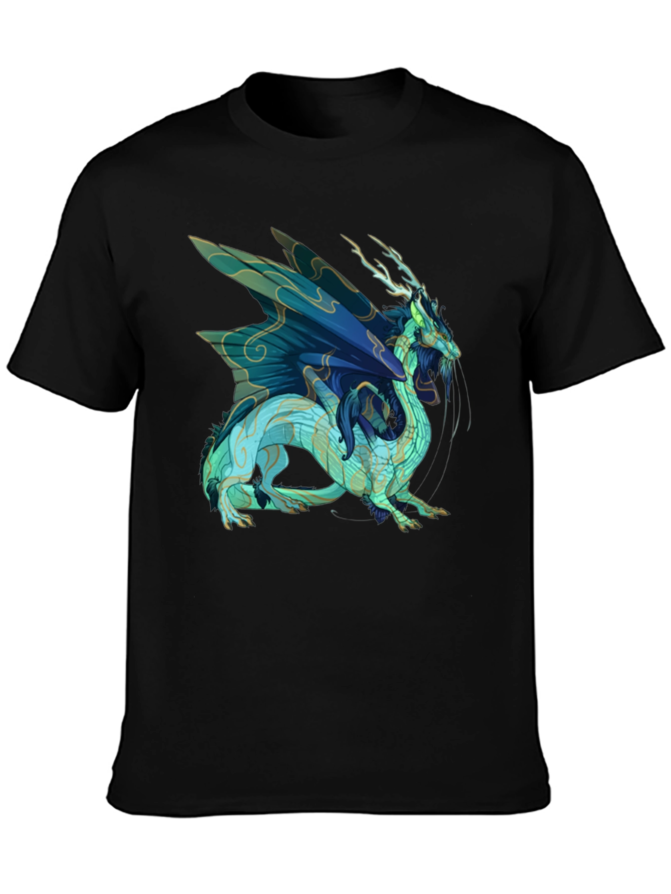 Black T-Shirt with Dragon Graphic