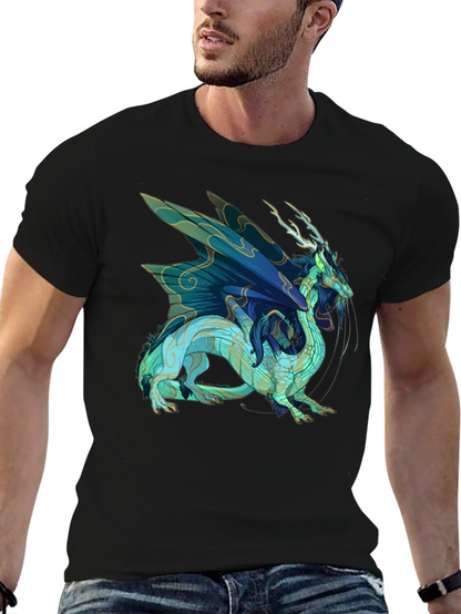 Black T-Shirt with Dragon Graphic