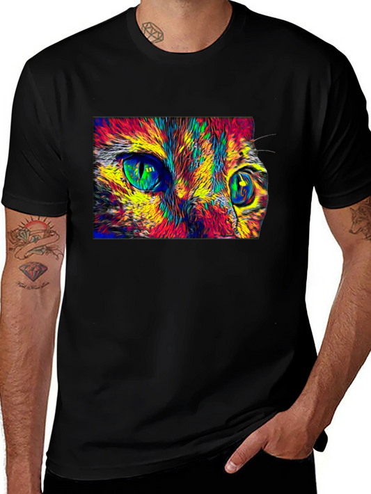 Abstract Cat Eyes Graphic T-Shirt