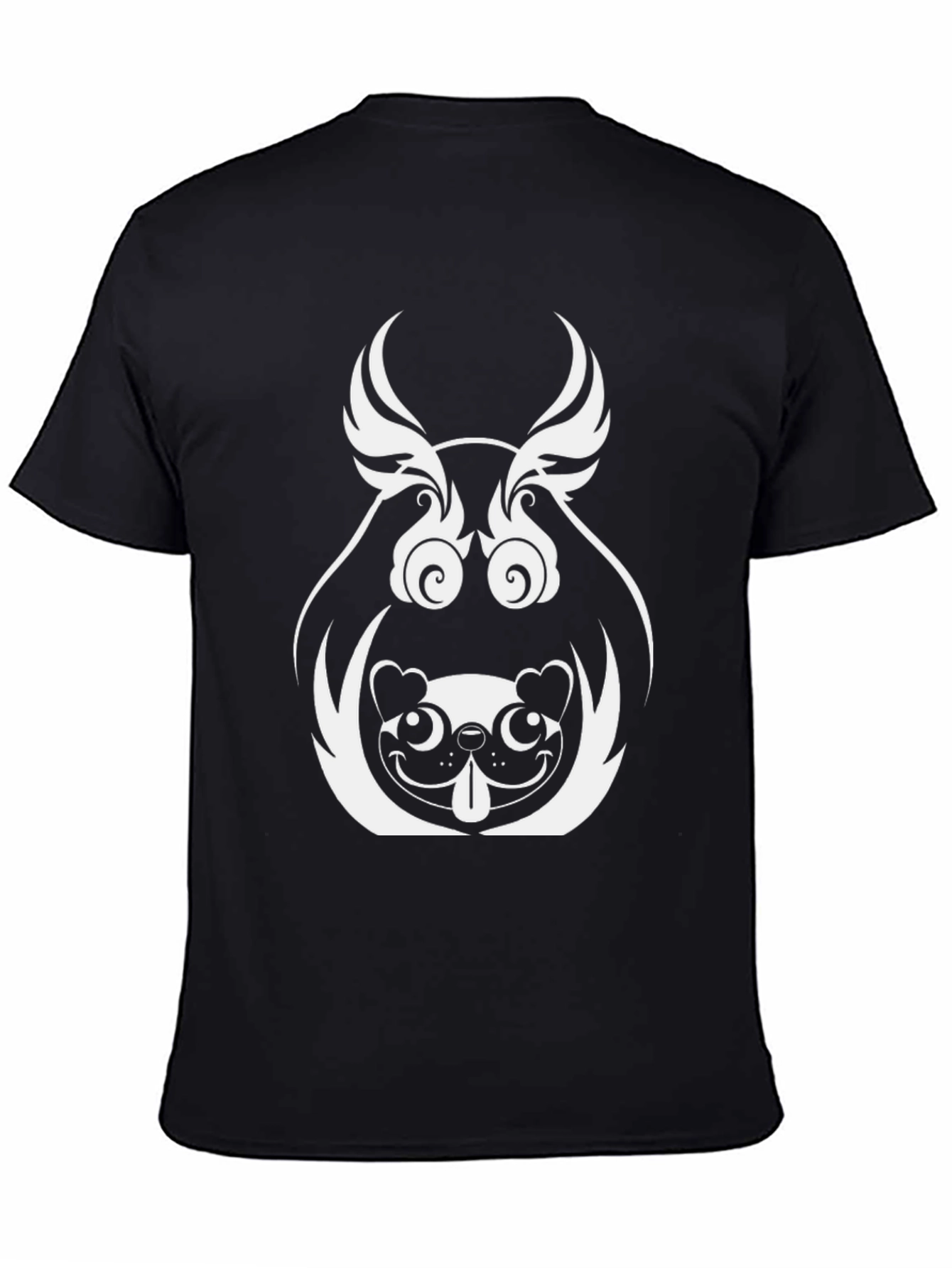 Unique Graphic Tee - Pug Dog Design Black