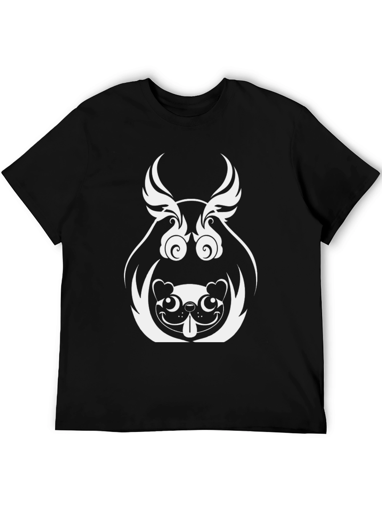 Unique Graphic Tee - Pug Dog Design Black