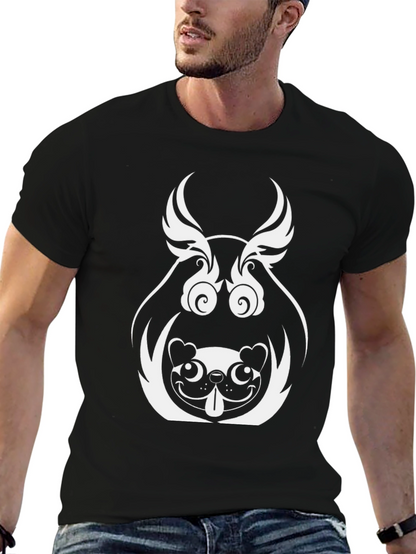Unique Graphic Tee - Pug Dog Design Black