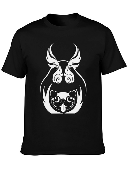 Unique Graphic Tee - Pug Dog Design Black