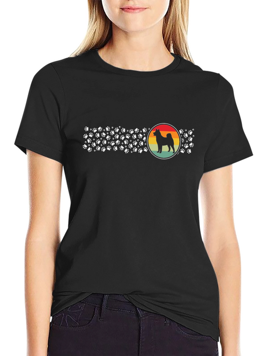 Vintage Dog Silhouette Paw Print T-Shirt