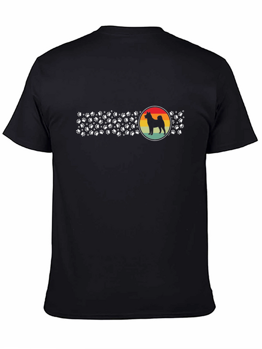 Vintage Dog Silhouette Paw Print T-Shirt