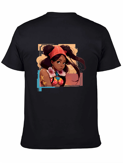 Anime Girl Graphic T-Shirt - Black