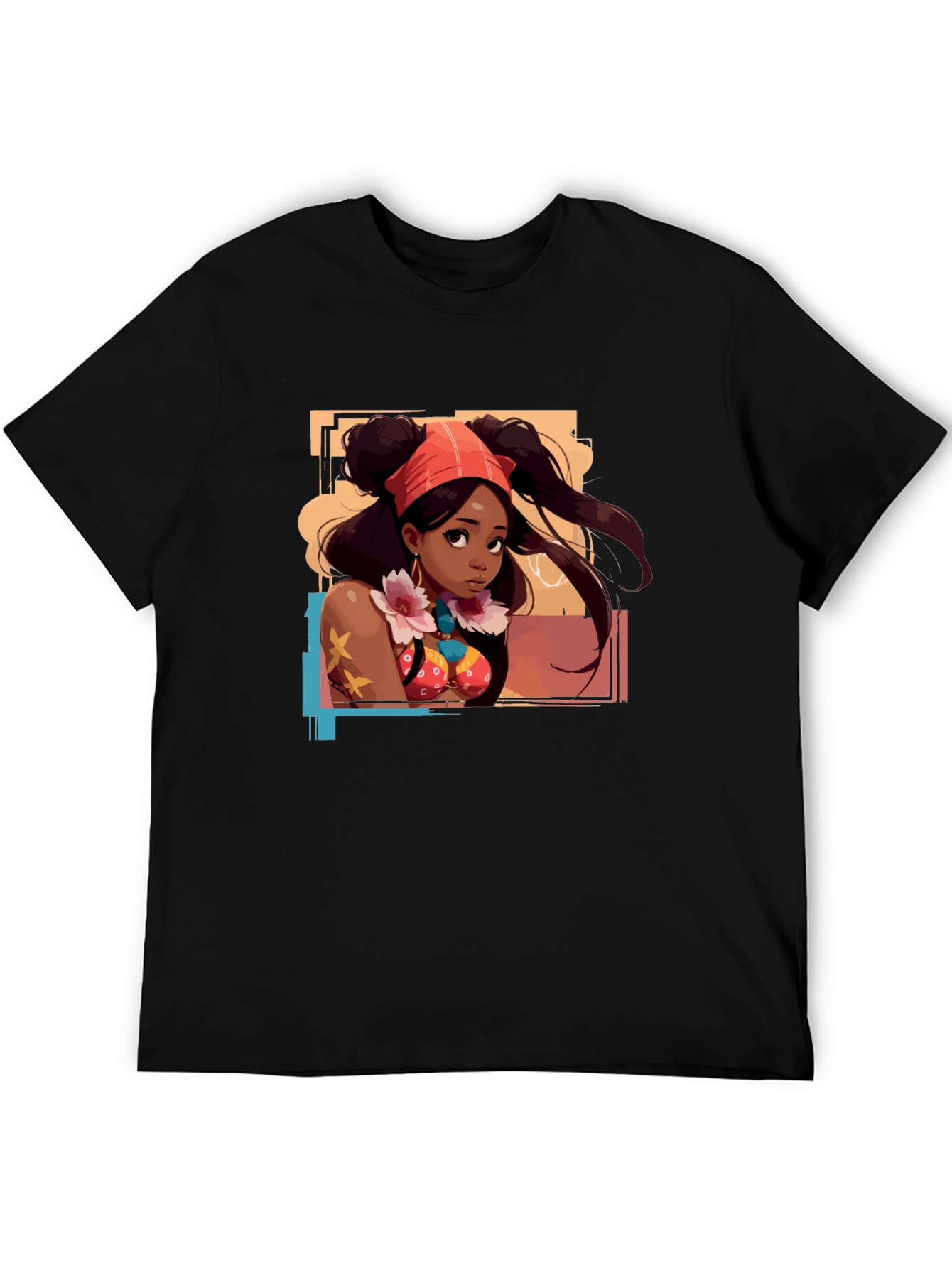 Anime Girl Graphic T-Shirt - Black