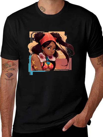 Anime Girl Graphic T-Shirt - Black