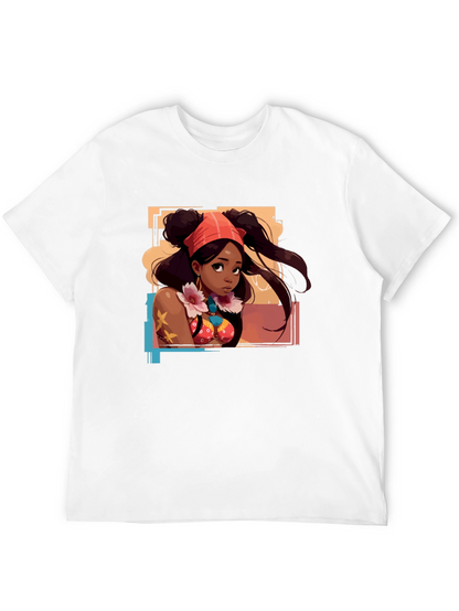Anime Girl Graphic T-Shirt - Black