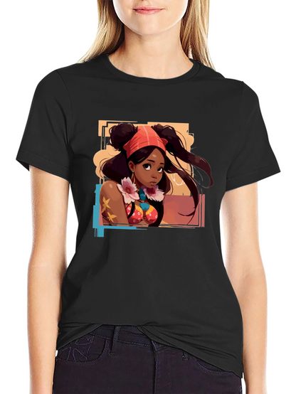 Anime Girl Graphic T-Shirt - Black