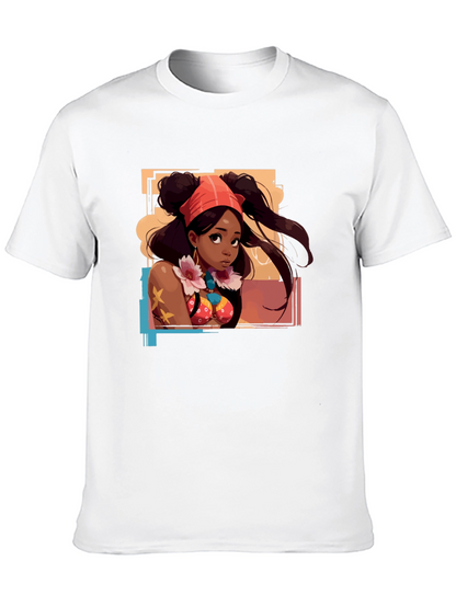 Anime Girl Graphic T-Shirt - Black