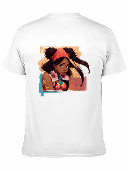 Anime Girl Graphic T-Shirt - Black