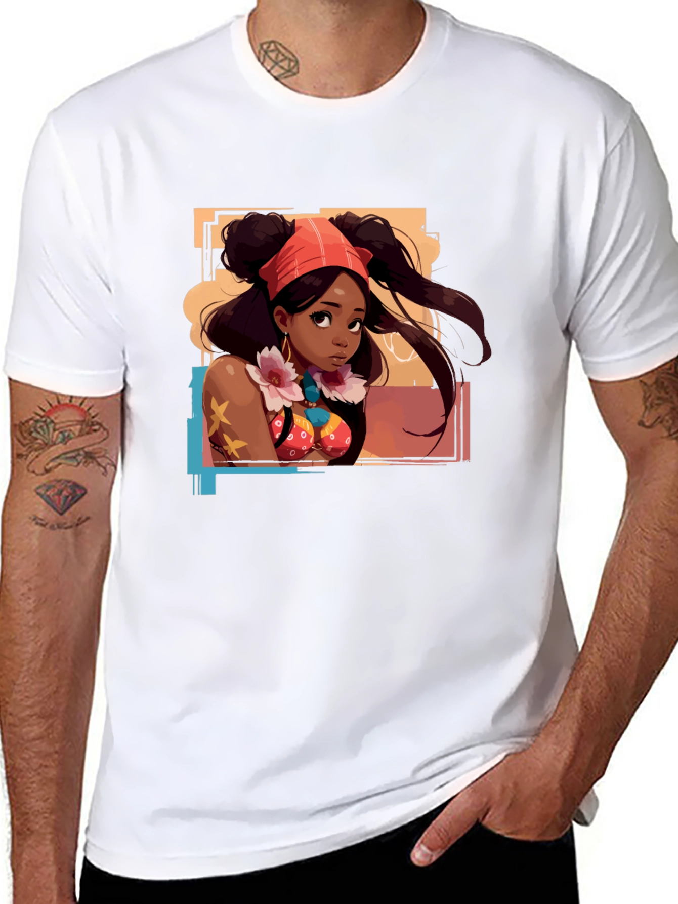 Anime Girl Graphic T-Shirt - Black