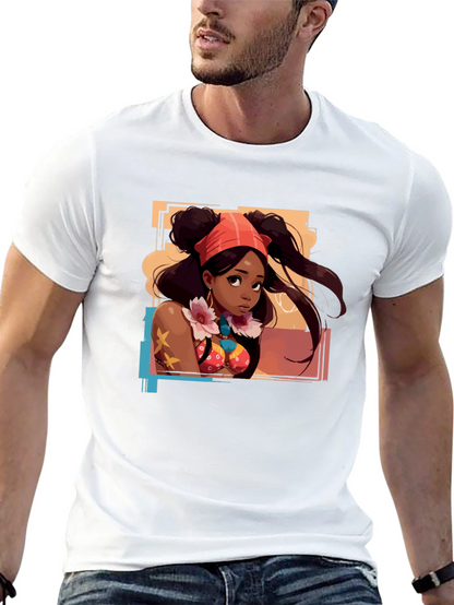 Anime Girl Graphic T-Shirt - Black