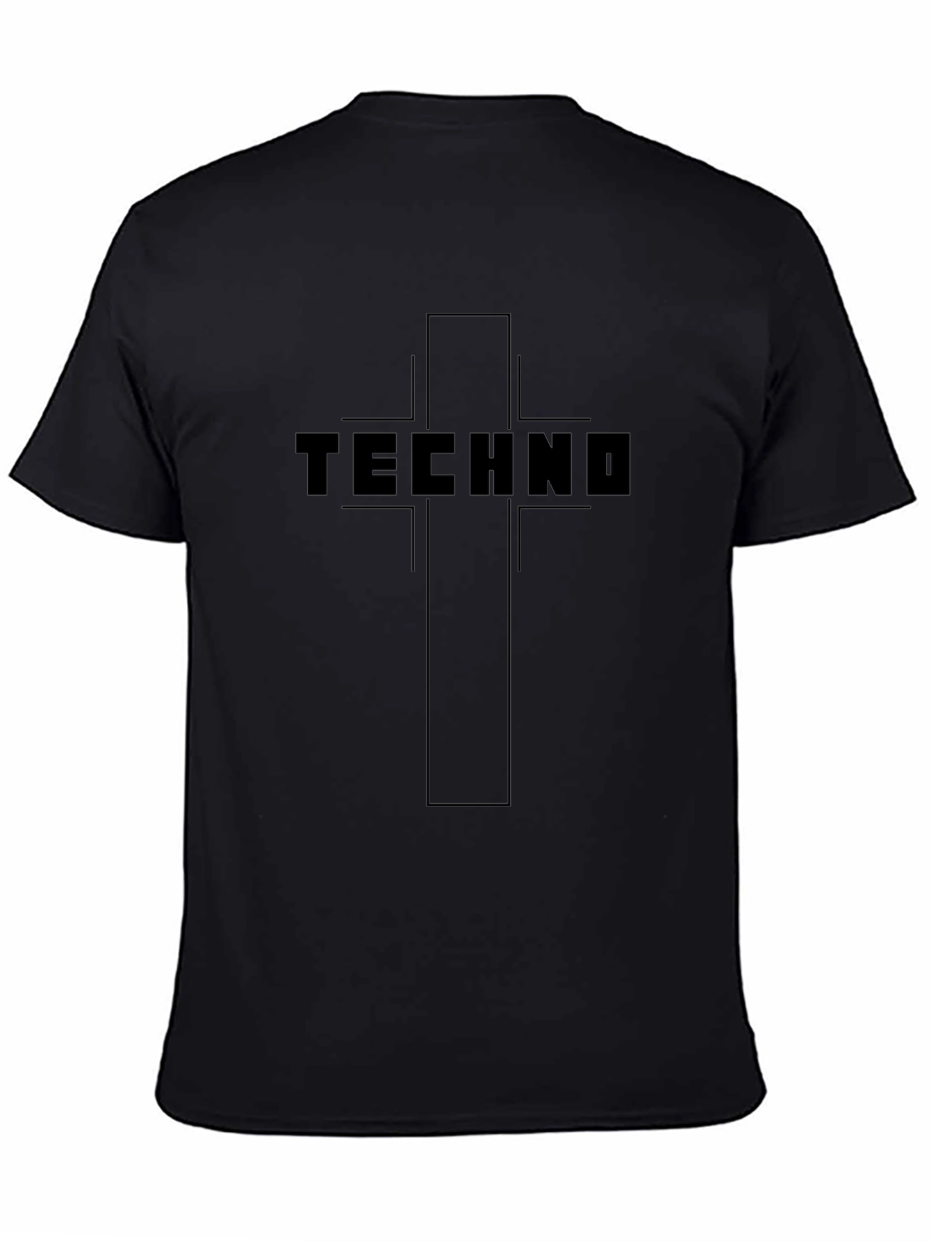 Techno Cross Graphic Tee - Black Cotton