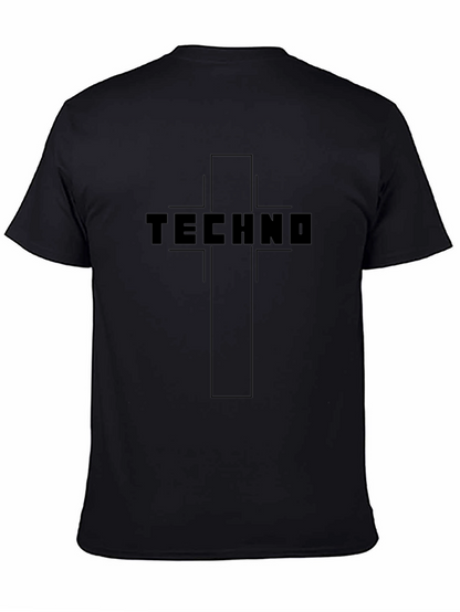 Techno Cross Graphic Tee - Black Cotton