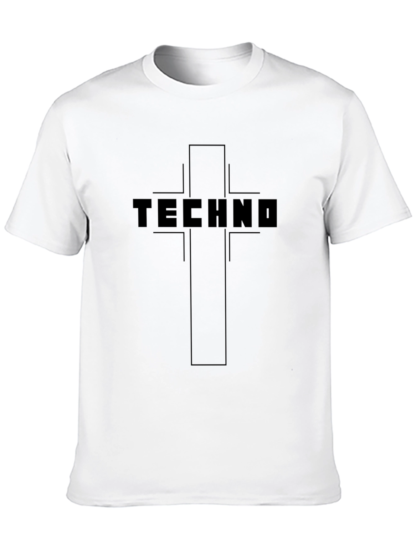 Techno Cross Graphic Tee - Black Cotton