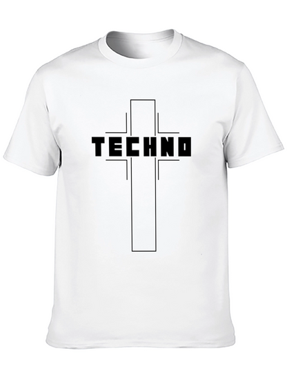 Techno Cross Graphic Tee - Black Cotton