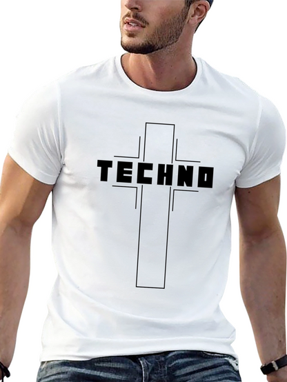 Techno Cross Graphic Tee - Black Cotton