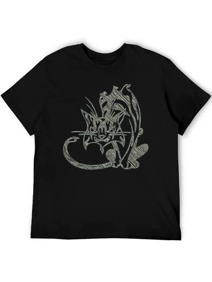 Abstract Cat Print Black T-Shirt