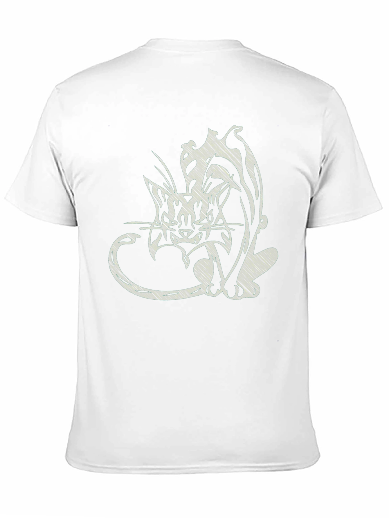 Abstract Cat Print Black T-Shirt