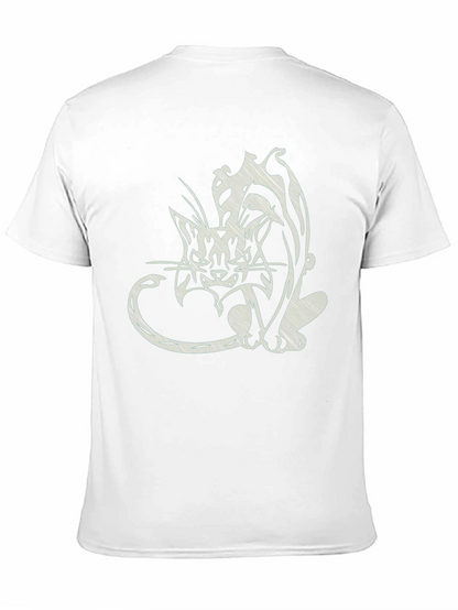 Abstract Cat Print Black T-Shirt