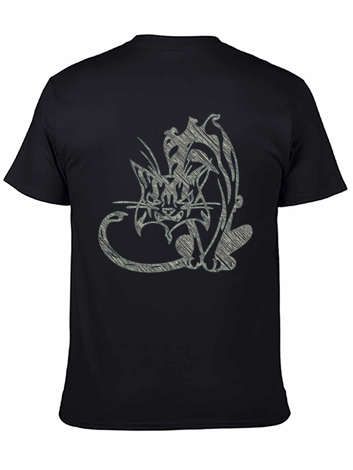 Abstract Cat Print Black T-Shirt