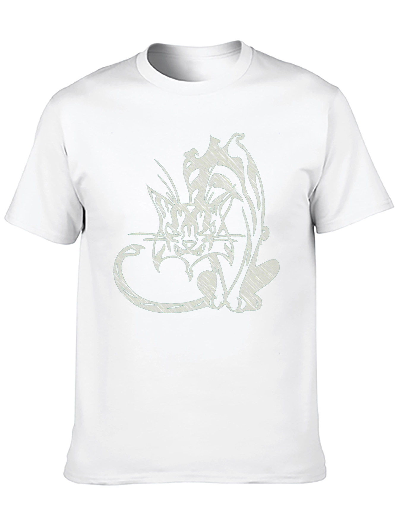Abstract Cat Print Black T-Shirt