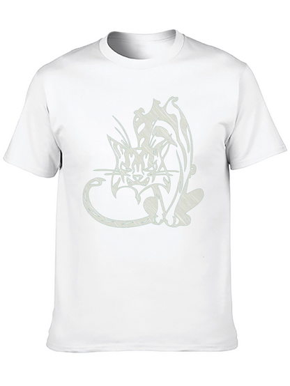 Abstract Cat Print Black T-Shirt