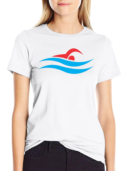 Swimmer Graphic Tee - Swim Cap and Waves Design