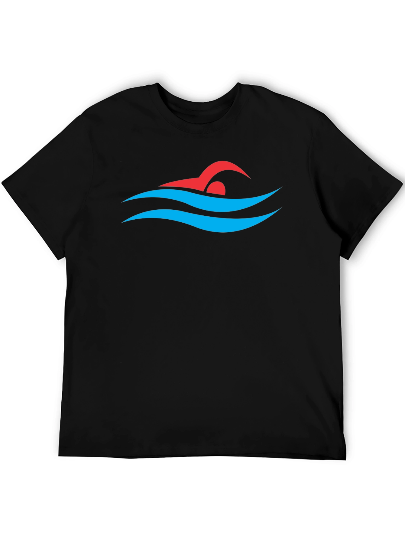 Swimmer Graphic Tee - Swim Cap and Waves Design