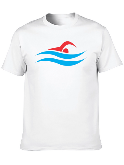 Swimmer Graphic Tee - Swim Cap and Waves Design