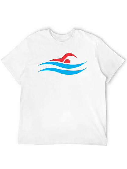 Swimmer Graphic Tee - Swim Cap and Waves Design