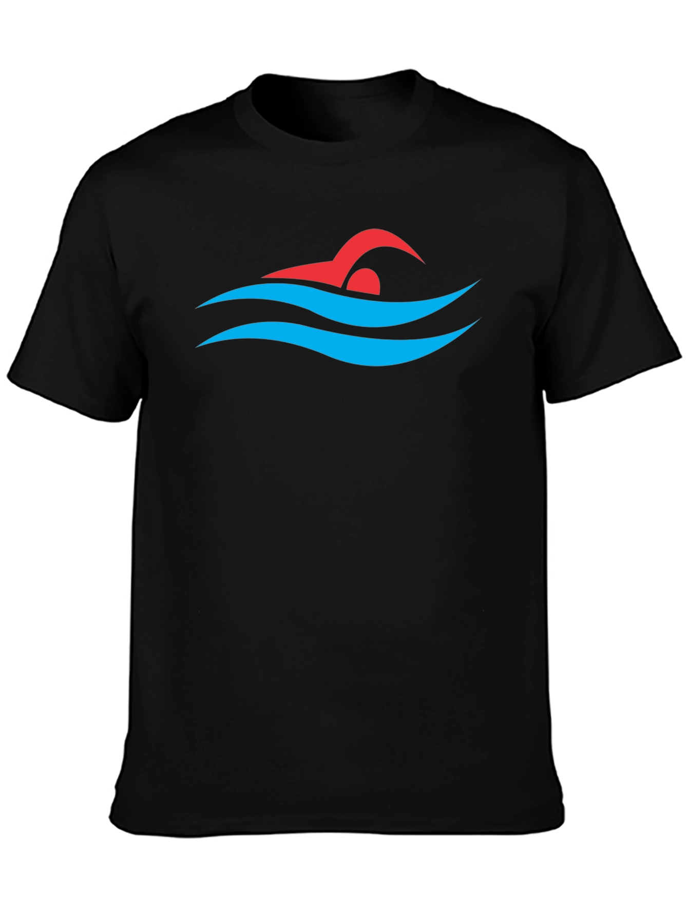 Swimmer Graphic Tee - Swim Cap and Waves Design