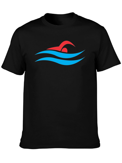 Swimmer Graphic Tee - Swim Cap and Waves Design