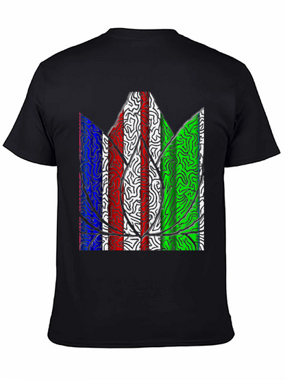Abstract Leaf Print Mens T-Shirt - Black