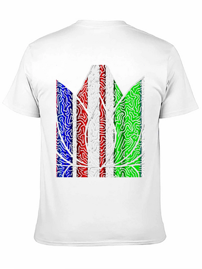 Abstract Leaf Print Mens T-Shirt - Black