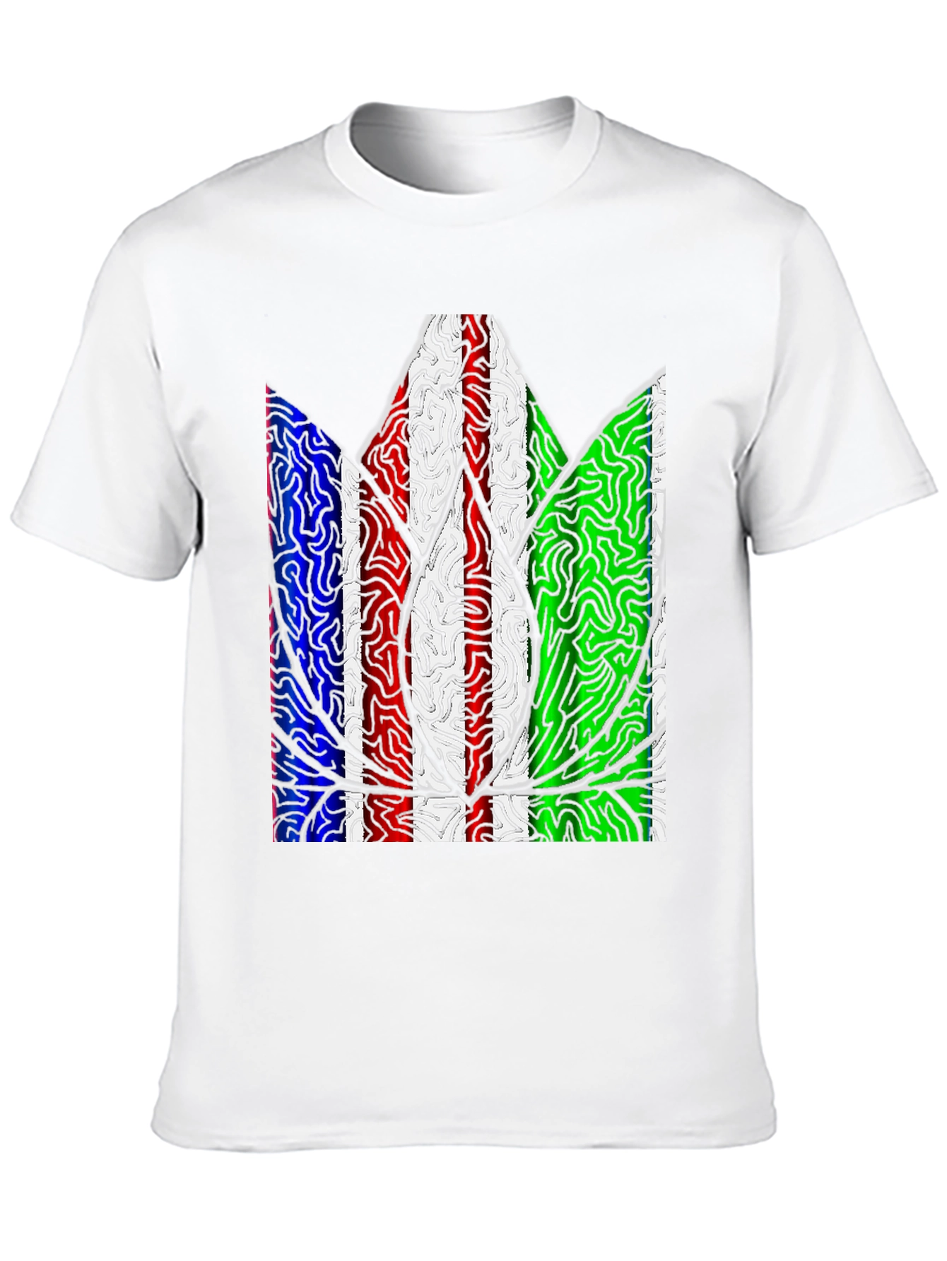 Abstract Leaf Print Mens T-Shirt - Black