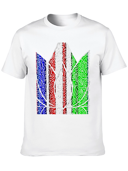 Abstract Leaf Print Mens T-Shirt - Black