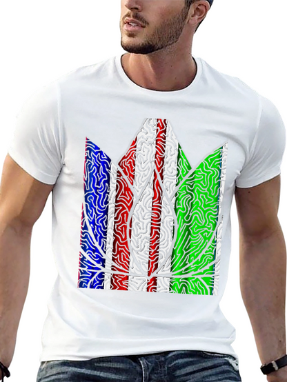 Abstract Leaf Print Mens T-Shirt - Black