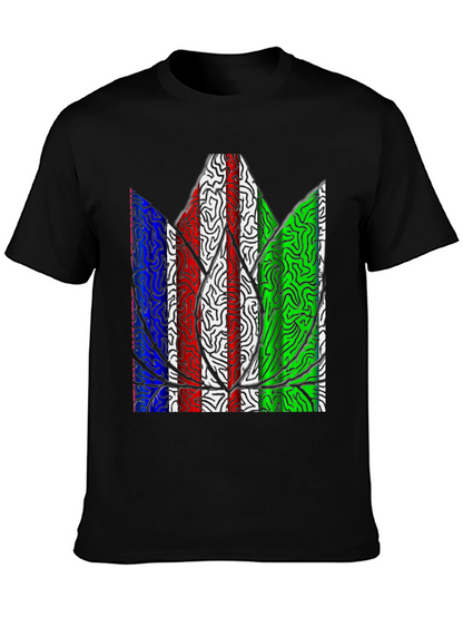 Abstract Leaf Print Mens T-Shirt - Black