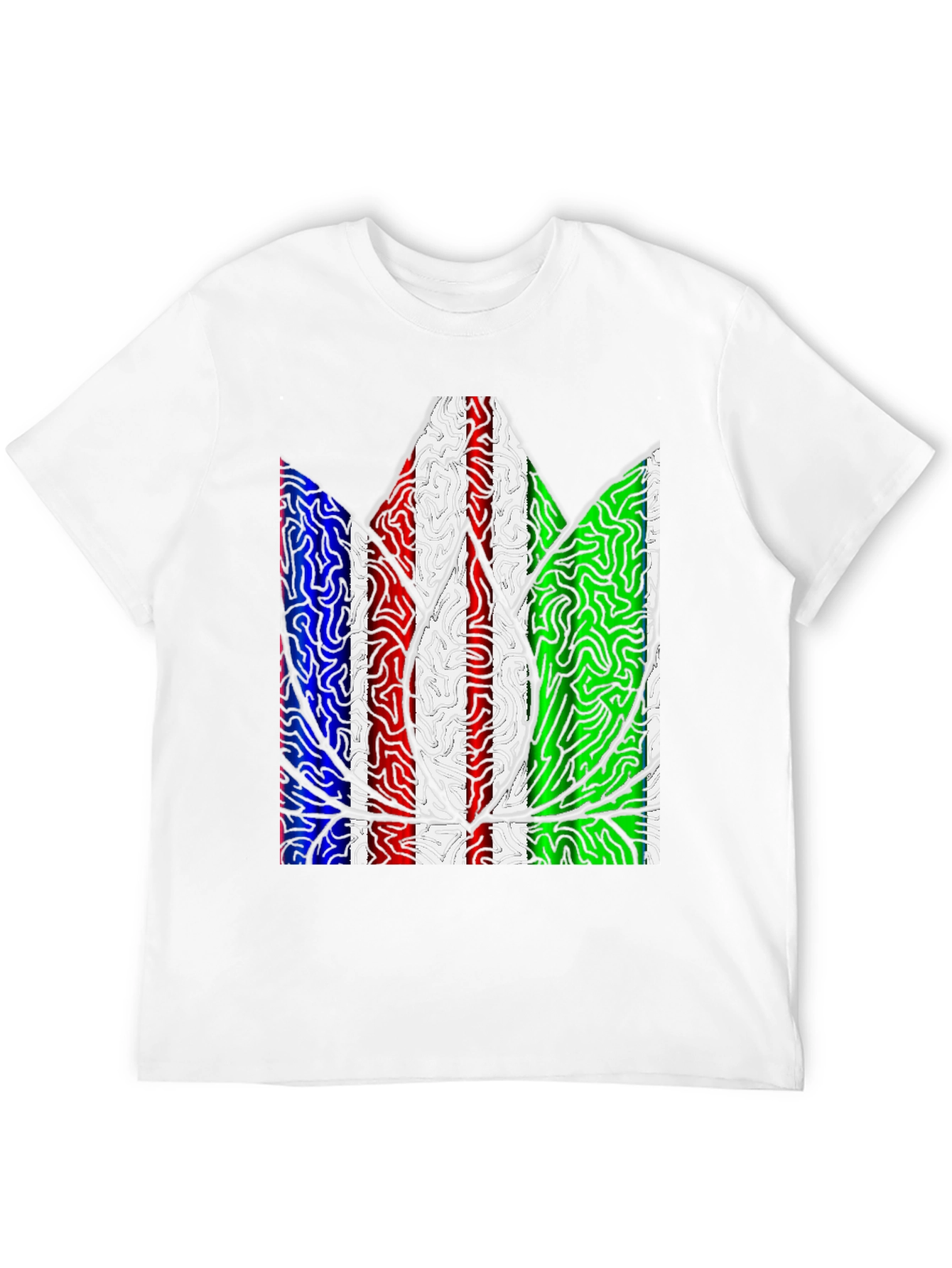Abstract Leaf Print Mens T-Shirt - Black