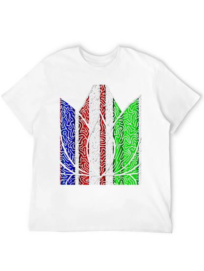 Abstract Leaf Print Mens T-Shirt - Black