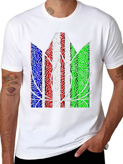 Abstract Leaf Print Mens T-Shirt - Black