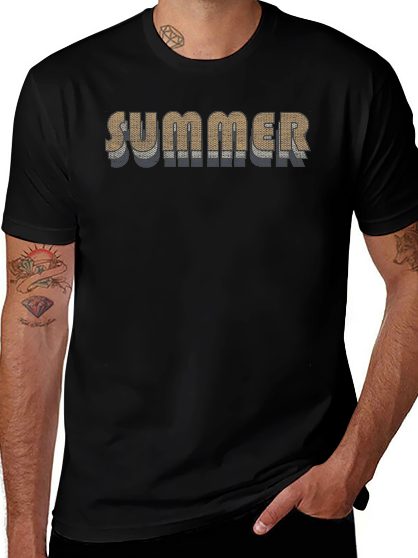 Summer Graphic Print Black T-Shirt